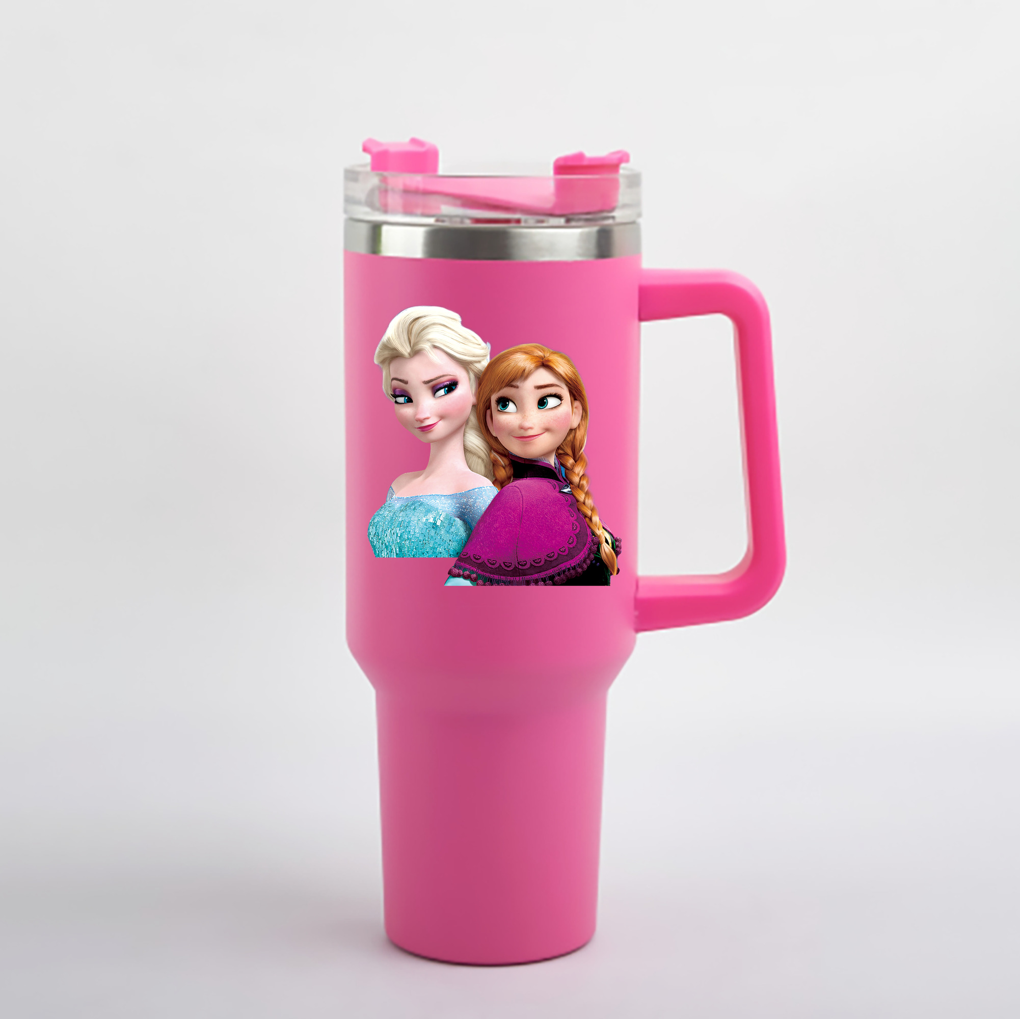 （画像用） アナと雪の女王 アンナ エルサ Frozen Anna Elsa 1200mL車用タンブラー - クリスタルステッカー（プラスチックストロー付き）